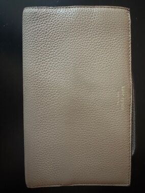 kate spade taupe pebble leather zip-around wristlet